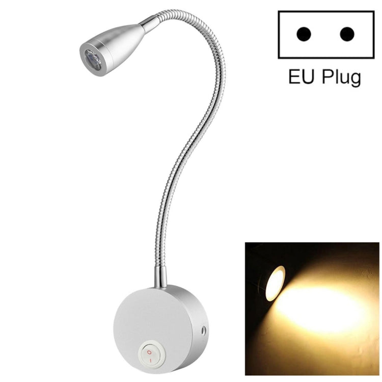 3W 160 LM 3000-3200K Flexible Goose Neck Warm White LED Reading Lamp Light Wall Mount Light Wall Sconce Lamp, Got the CE / FCC Certification, US Plug, Goose Neck Length: 30cm My Store