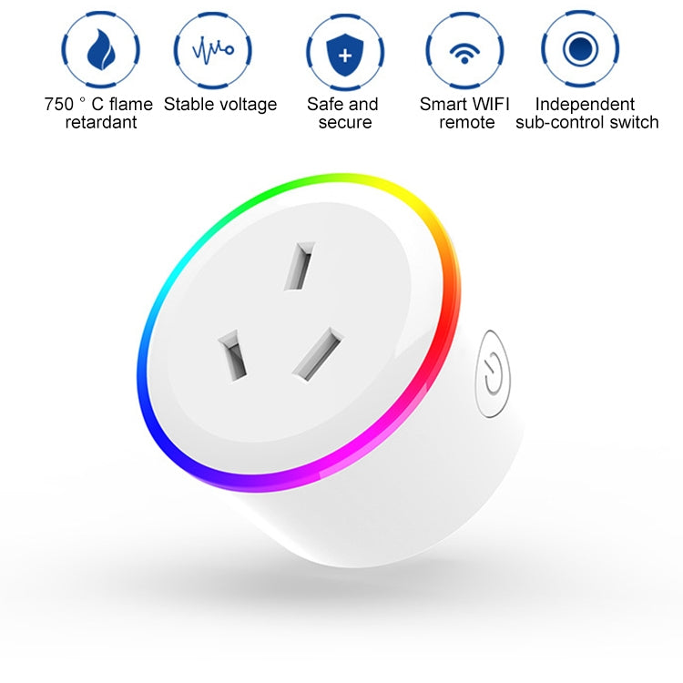 10A RGB Scene Light WiFi Remote Control Smart Socket Works with Alexa & Google Home & IFTTT, AC 100-240V, AU Plug