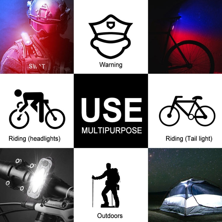 W-014 6 Lamp Beads USB-C / Type-C Rechargeable Red and Blue Warning Bicycle Tail Light Reluova