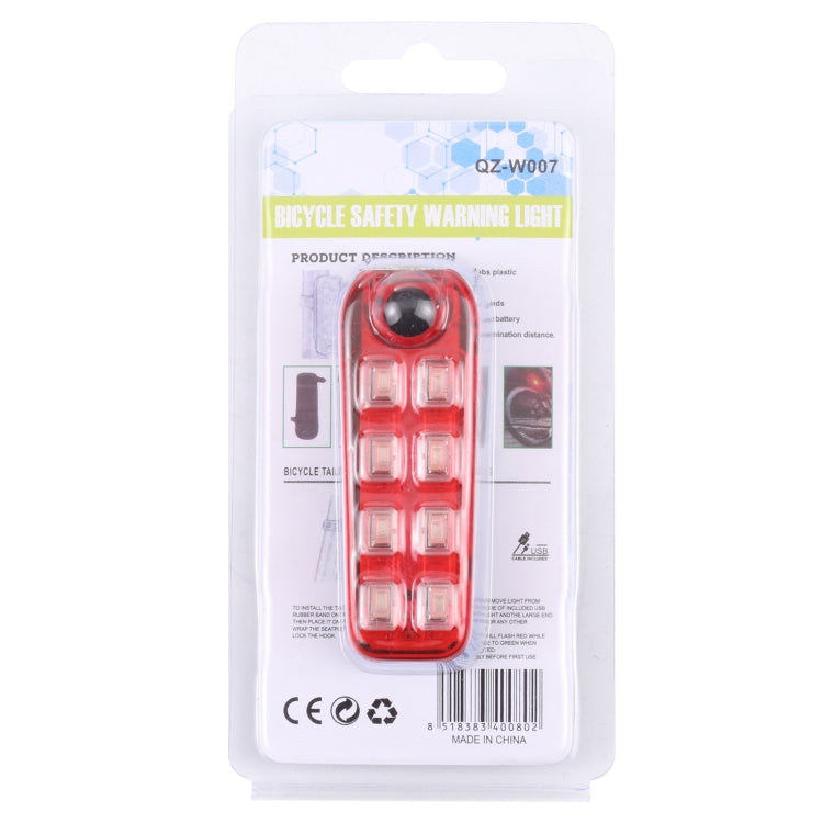 QZ-W007 8 x SMD Rechargeable Monochromatic Bicycle Safety Warning Tail Light Reluova