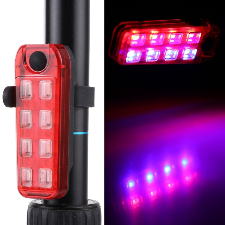 QZ-W007 8 x SMD Rechargeable Red and Blue Bicycle Safety Warning Tail Light Reluova