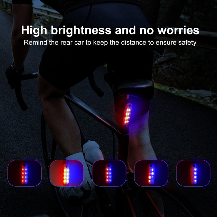 QZ-W007 8 x SMD Rechargeable Red and Blue Bicycle Safety Warning Tail Light Reluova