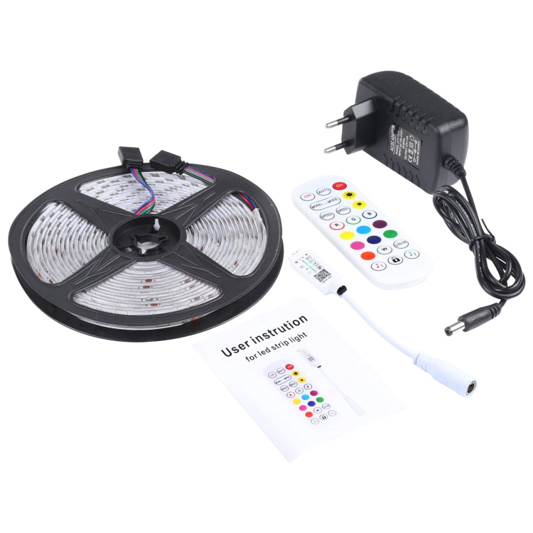 5m 150 LEDs SMD 5050 IP65 Waterproof Bluetooth RGB Light Strip with 24-keys Remote Control, EU Plug My Store