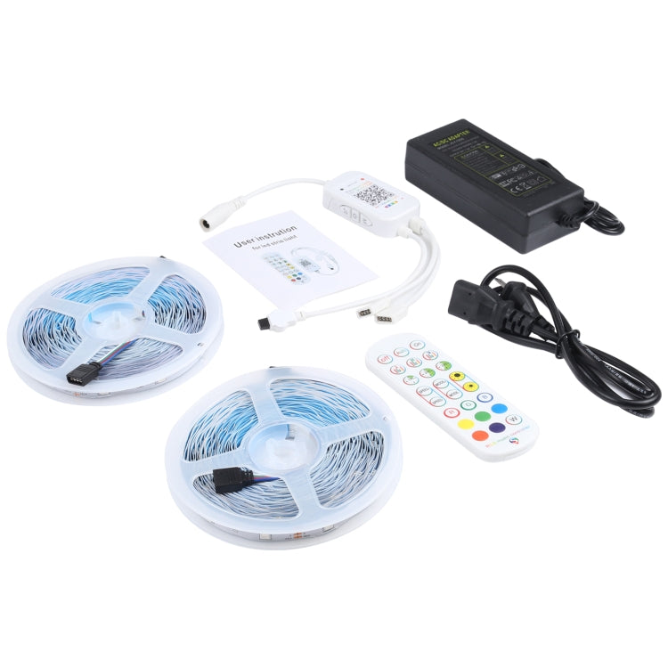 20m 600 LEDs SMD 5050 IP44 Waterproof RGB Light Strip with 24-keys Bluetooth + Music Remote Control, EU Plug-Reluova