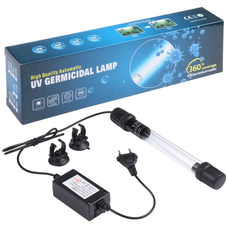 UV-013 13W Ultraviolet Germicidal Lamp Disinfection Light for Aquarium, EU Plug - Reluova