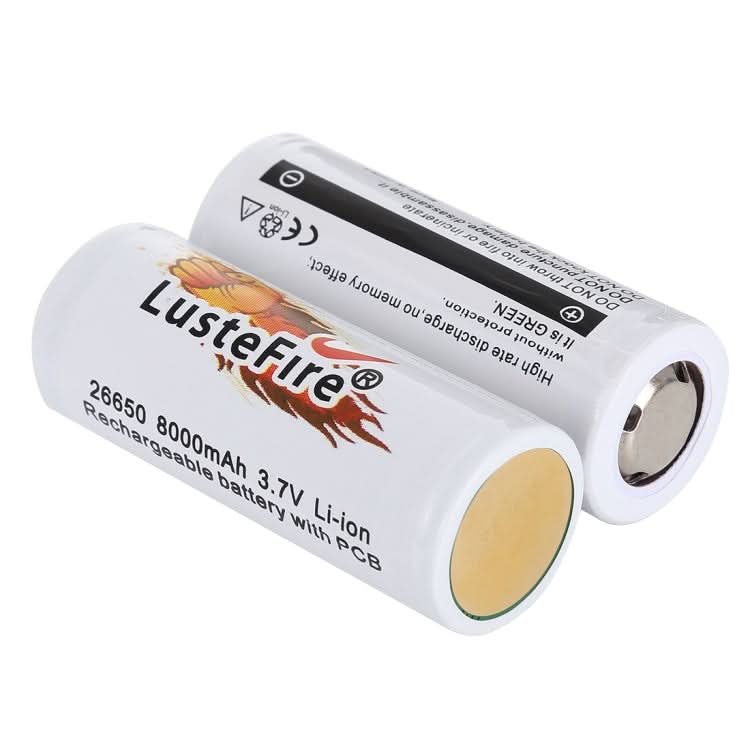 LusteFire 2 PCS 8000mAh 3.7V 26650 Lithium Rechargeable Battery with PCB My Store