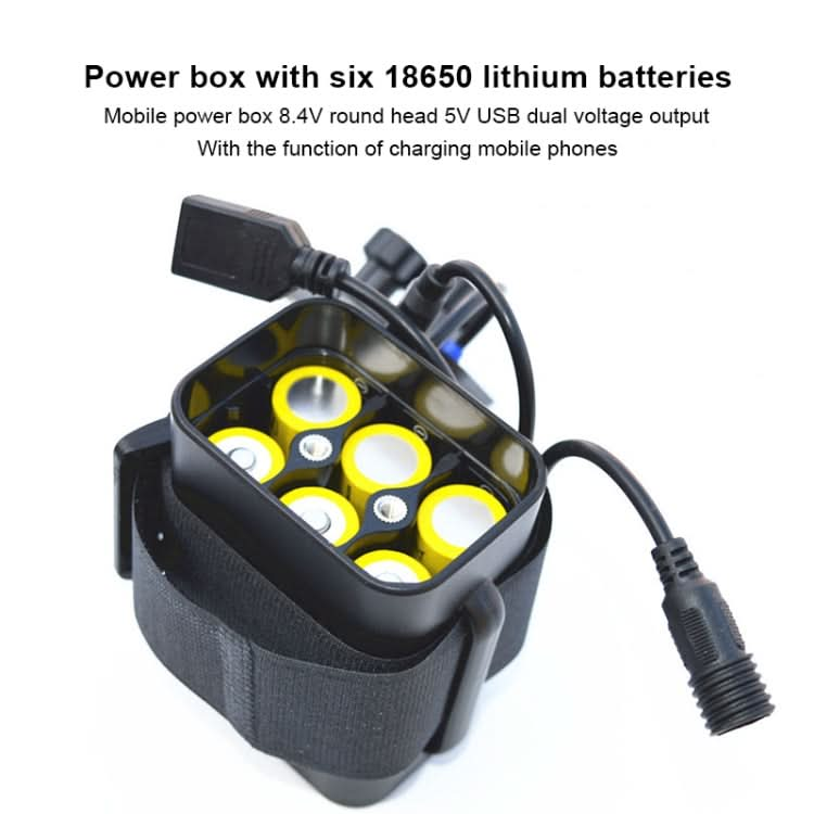 6 Sections 18650 Battery Multi-function Mobile Power Box with 8.4v Round Head & 5v USB Dual Voltage Output Without Battery