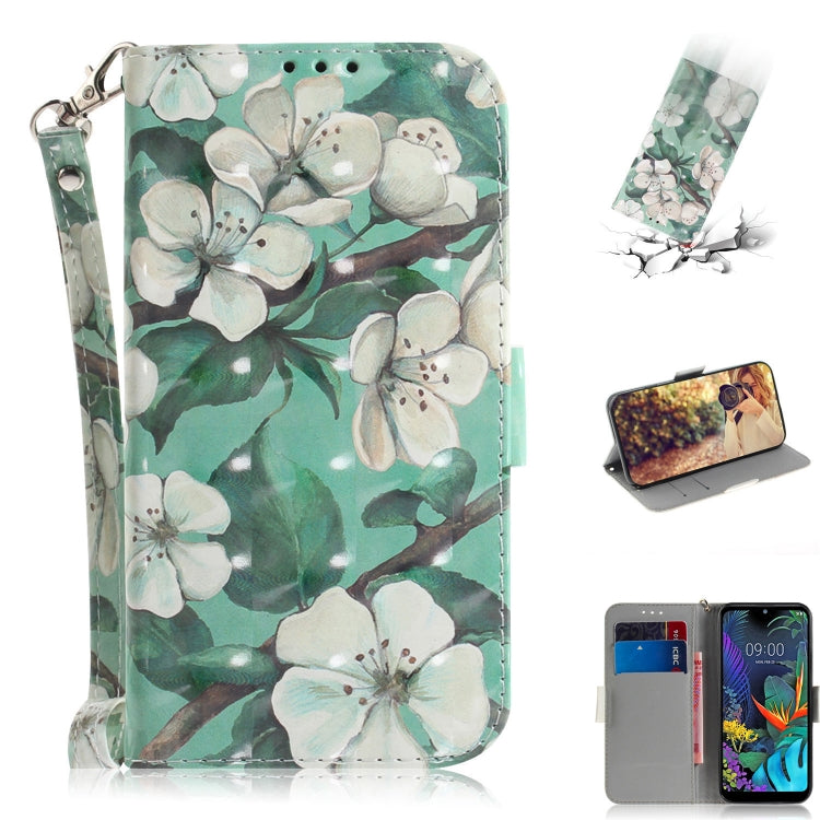 3D Painting Watercolor Flower Pattern Coloured Drawing Horizontal Flip Leather Case for LG K50, with Holder & Card Slots & Wallet-Reluova