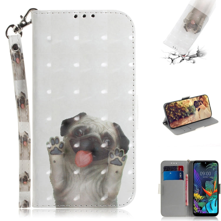 3D Painting Pug Pattern Coloured Drawing Horizontal Flip Leather Case for LG K50, with Holder & Card Slots & Wallet-Reluova