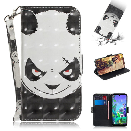 3D Painting Angry Bear Pattern Coloured Drawing Horizontal Flip Leather Case for LG Q60, with Holder & Card Slots & Wallet-Reluova