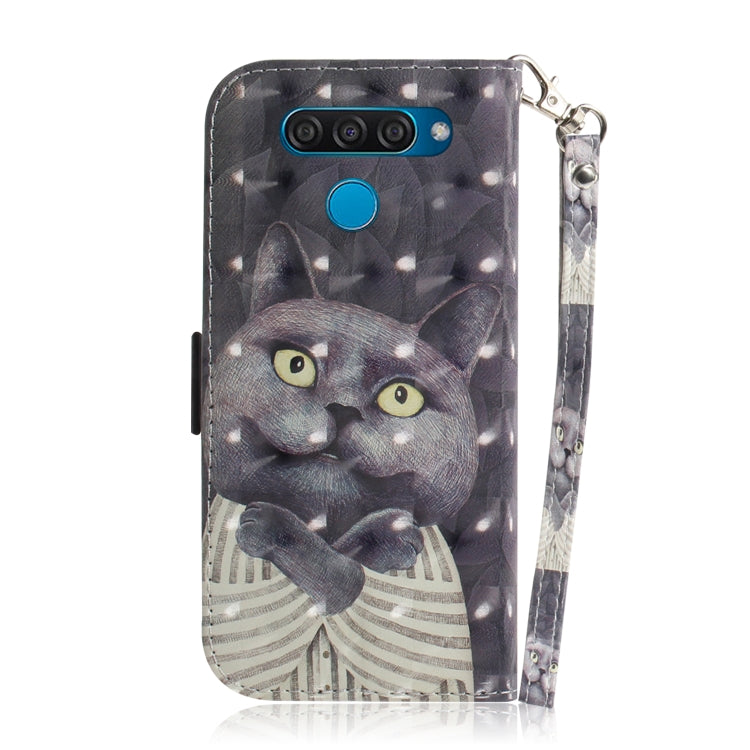 3D Painting Embrace Cat Pattern Coloured Drawing Horizontal Flip Leather Case for LG Q60, with Holder & Card Slots & Wallet-Reluova