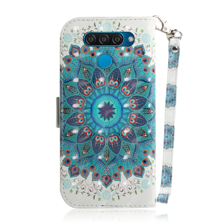 3D Painting Peacock Wreath Pattern Coloured Drawing Horizontal Flip Leather Case for LG Q60, with Holder & Card Slots & Wallet-Reluova