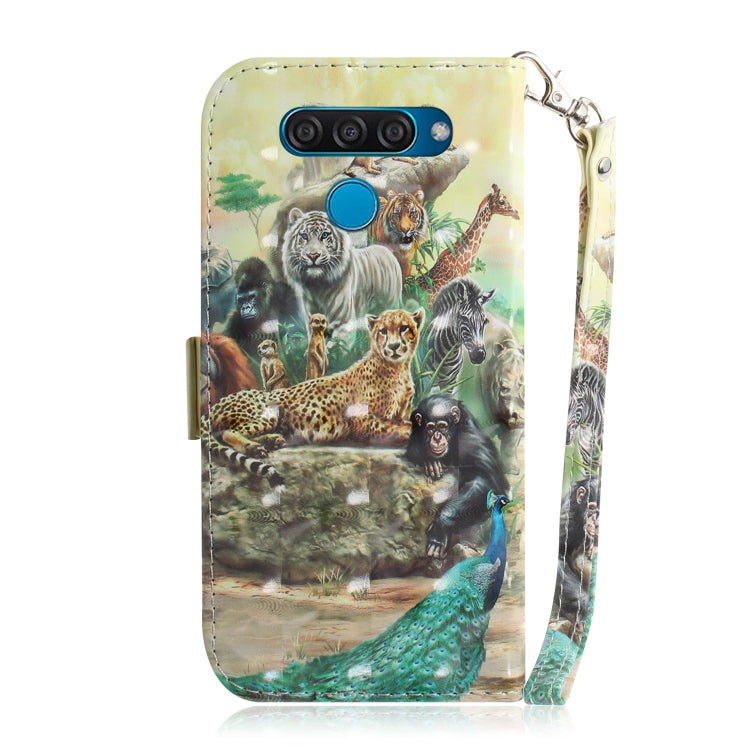 3D Painting Zoo Pattern Coloured Drawing Horizontal Flip Leather Case for LG Q60, with Holder & Card Slots & Wallet-Reluova