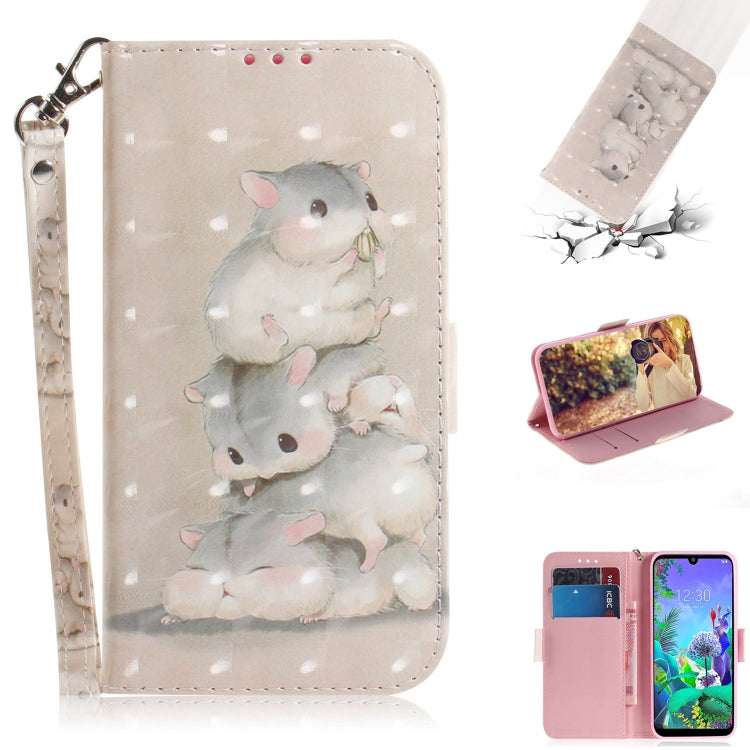 3D Painting Three Squirrels Pattern Coloured Drawing Horizontal Flip Leather Case for LG Q60, with Holder & Card Slots & Wallet-Reluova