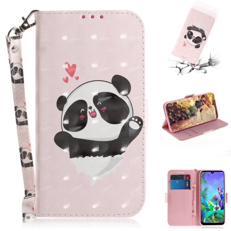 3D Painting Love Bear Pattern Coloured Drawing Horizontal Flip Leather Case for LG Q60, with Holder & Card Slots & Wallet-Reluova