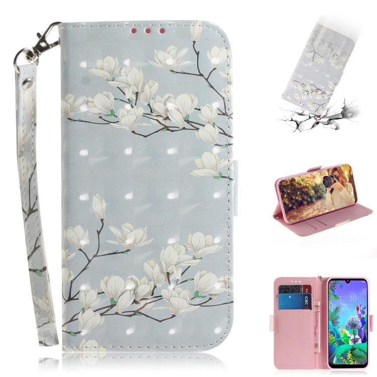 3D Painting Mognolia Pattern Coloured Drawing Horizontal Flip Leather Case for LG Q60, with Holder & Card Slots & Wallet-Reluova