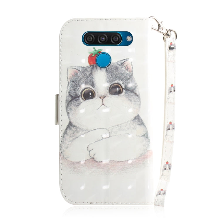 3D Painting Cute Cat Pattern Coloured Drawing Horizontal Flip Leather Case for LG Q60, with Holder & Card Slots & Wallet-Reluova