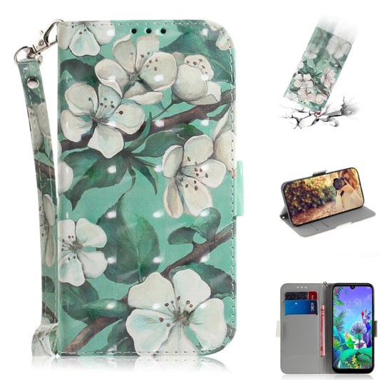 3D Painting Watercolor Flower Pattern Coloured Drawing Horizontal Flip Leather Case for LG Q60, with Holder & Card Slots & Wallet-Reluova