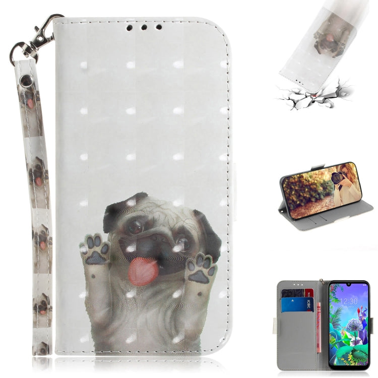 3D Painting Pug Pattern Coloured Drawing Horizontal Flip Leather Case for LG Q60, with Holder & Card Slots & Wallet-Reluova