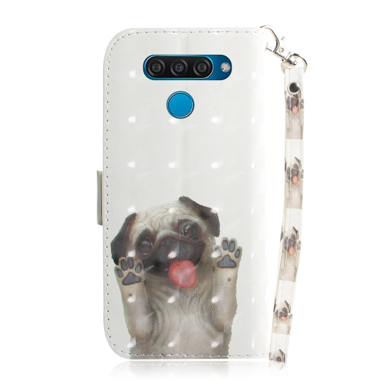 3D Painting Pug Pattern Coloured Drawing Horizontal Flip Leather Case for LG Q60, with Holder & Card Slots & Wallet-Reluova