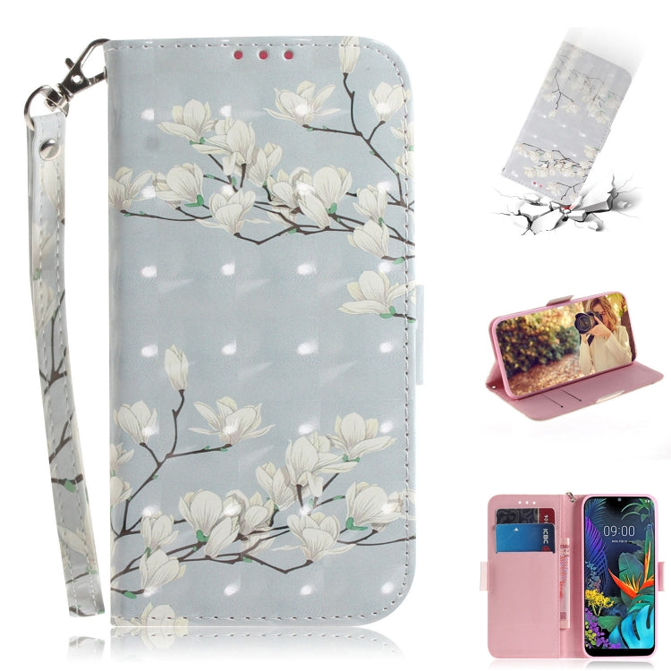 3D Painting Mognolia Pattern Coloured Drawing Horizontal Flip Leather Case for LG K50, with Holder & Card Slots & Wallet-Reluova