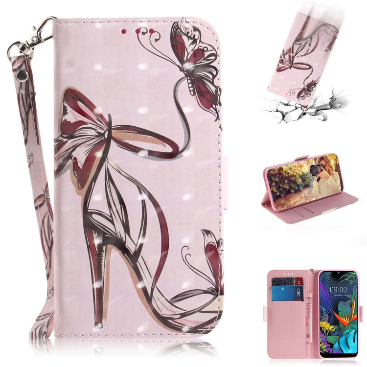 3D Painting Butterfly High Heels Pattern Coloured Drawing Horizontal Flip Leather Case for LG K50, with Holder & Card Slots & Wallet-Reluova