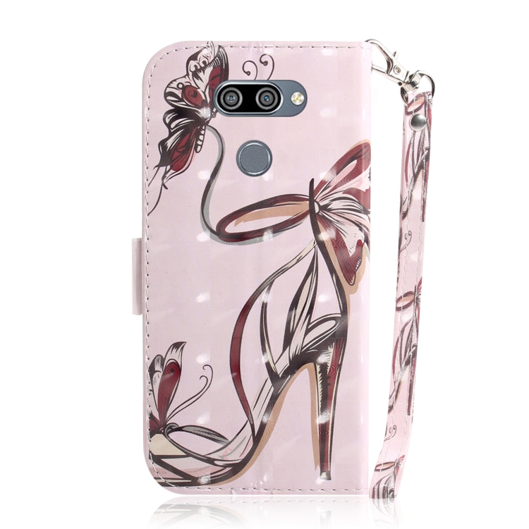 3D Painting Butterfly High Heels Pattern Coloured Drawing Horizontal Flip Leather Case for LG K50, with Holder & Card Slots & Wallet-Reluova