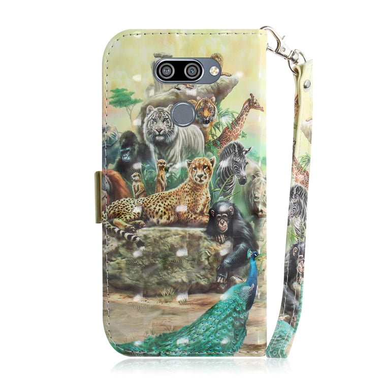 3D Painting Zoo Pattern Coloured Drawing Horizontal Flip Leather Case for LG K50, with Holder & Card Slots & Wallet-Reluova