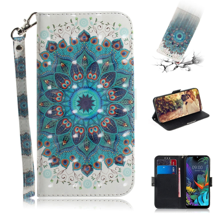 3D Painting Peacock Wreath Pattern Coloured Drawing Horizontal Flip Leather Case for LG K50, with Holder & Card Slots & Wallet-Reluova