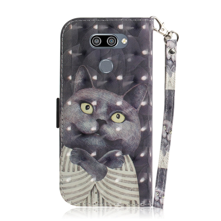 3D Painting Embrace Cat Pattern Coloured Drawing Horizontal Flip Leather Case for LG K50, with Holder & Card Slots & Wallet-Reluova