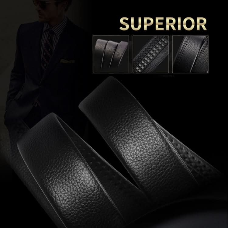 Dandali GD828 Litchi Texture S Shape Men Automatic Buckle Leather Belt Waistband, Length: 120cm Reluova