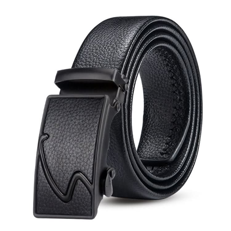 Dandali GD828 Litchi Texture S Shape Men Automatic Buckle Leather Belt Waistband, Length: 120cm Reluova