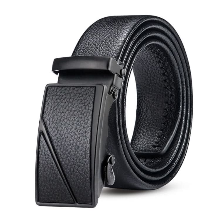 Dandali GD828 Litchi Texture S Shape Men Automatic Buckle Leather Belt Waistband, Length: 120cm Reluova