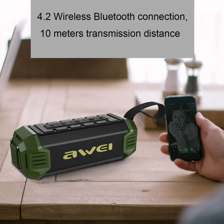 awei Y280 IPX4 Bluetooth Speaker Power Bank with Enhanced Bass, Built-in Mic, Support FM / USB / TF Card / AUX