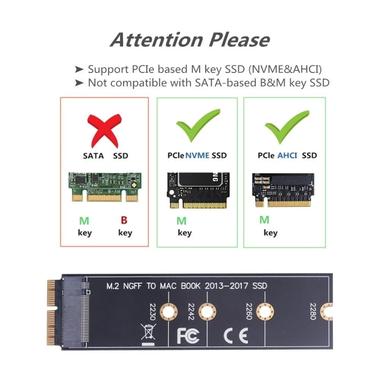 M.2 PCIE NVME SSD to Mac Book Air Pro 2013-2017 SSD Hard Drive Adapter Board For A1465 A1466 A1398 A1502