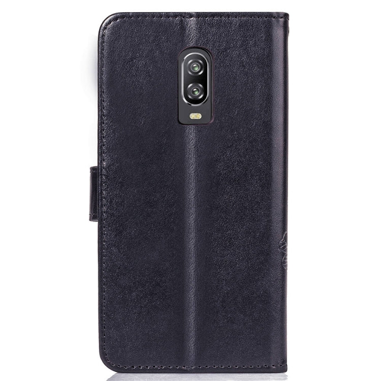 Lucky Clover Pressed Flowers Pattern Leather Case for OnePlus 6T, with Holder & Card Slots & Wallet & Hand Strap My Store