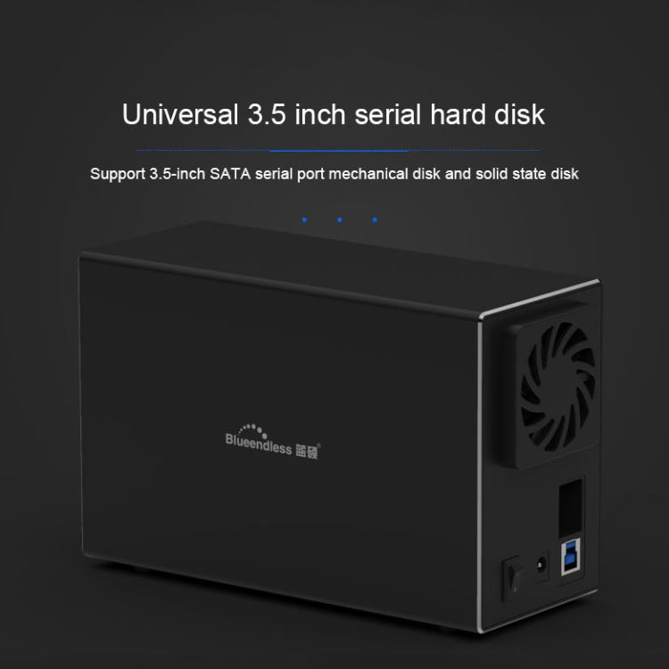 Blueendless Type-C / USB-C Interface 3.5 inch 2 Bay RAID Combination Array HDD External Enclosure