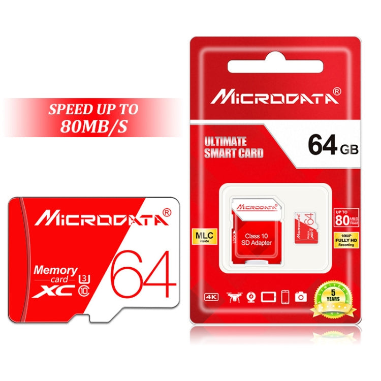 MICRODATA 64GB High Speed U3 Red and White TF(Micro SD) Memory Card My Store