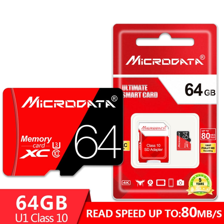 MICRODATA 64GB High Speed U3 Red and Black TF(Micro SD) Memory Card My Store