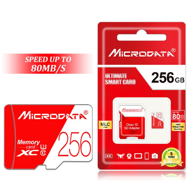 MICRODATA 256GB High Speed U3 Red and White TF(Micro SD) Memory Card My Store