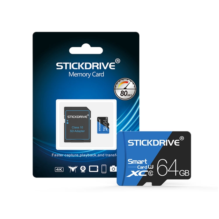 STICKDRIVE 64GB High Speed U3 Blue and Black TF(Micro SD) Memory Card My Store