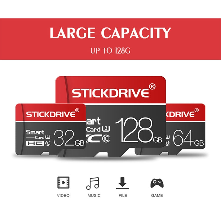 STICKDRIVE 16GB U1 White Line Red and Black TF(Micro SD) Memory Card