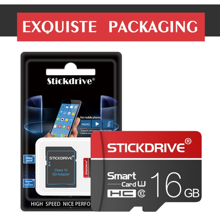 STICKDRIVE 16GB U1 White Line Red and Black TF(Micro SD) Memory Card