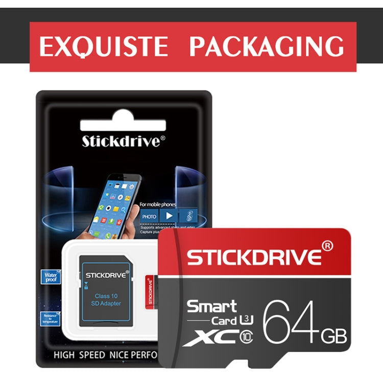 STICKDRIVE 64GB U3 White Line Red and Black TF(Micro SD) Memory Card My Store