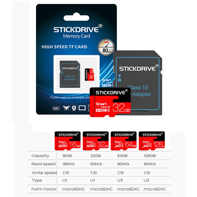 Stickdrive 32GB High Speed Class 10 Micro SD(TF) Memory Card