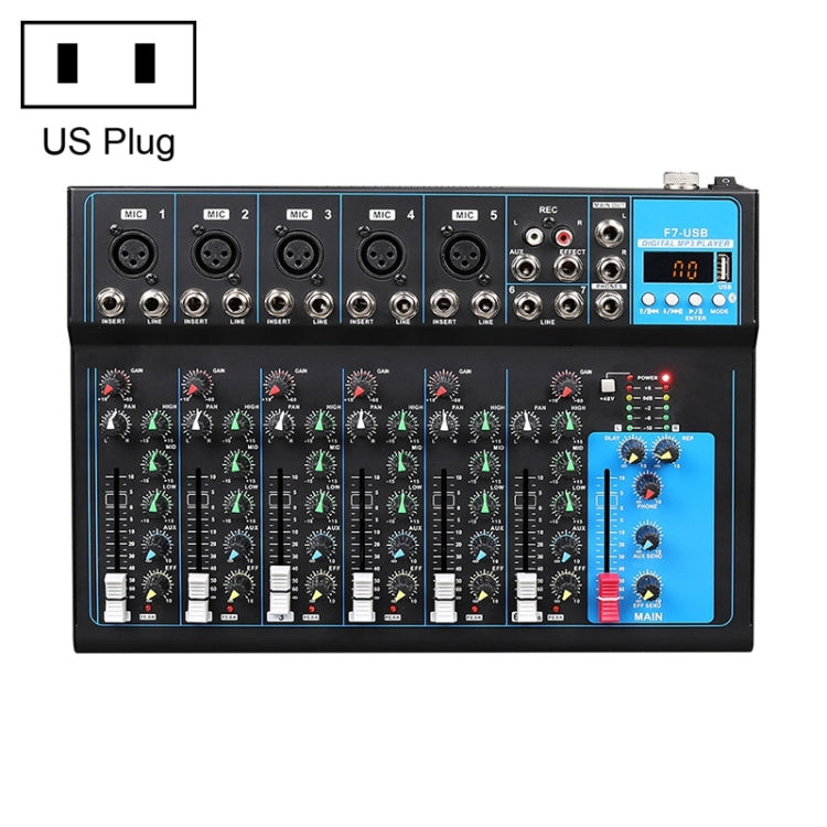 F7 Home 7-channel Bluetooth USB Reverb Mixer, US Plug