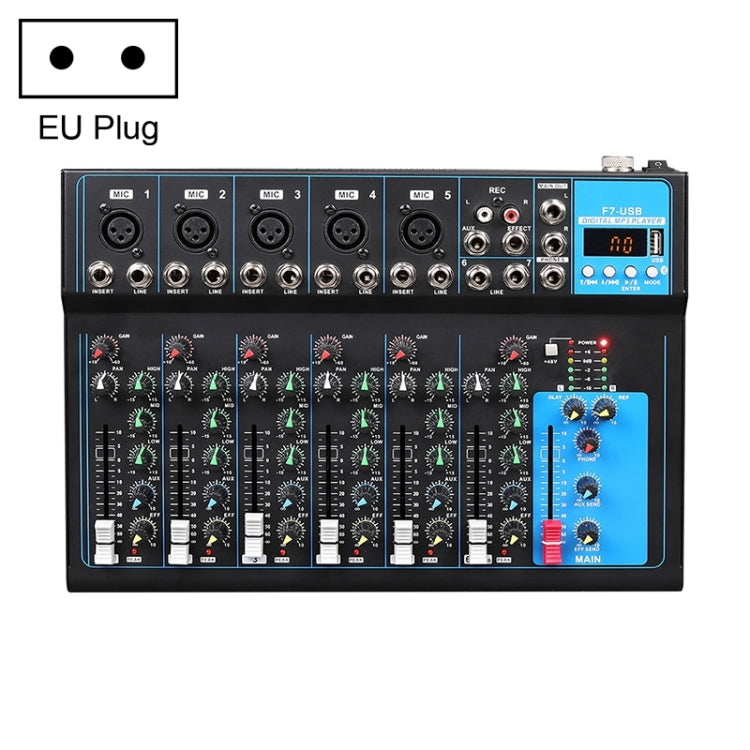 F7 Home 7-Kanal Bluetooth USB Reverb Mixer, EU-Stecker