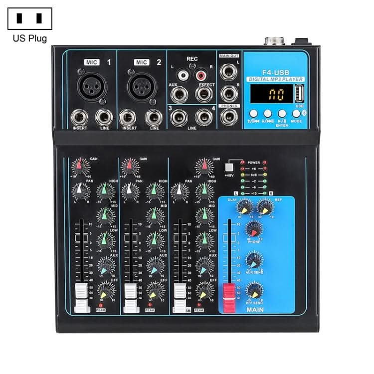 F4 Home 4-channel Bluetooth USB Reverb Mixer, US Plug My Store