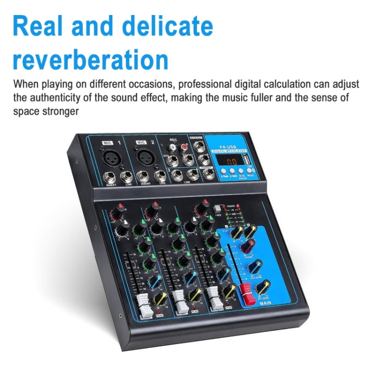 F4 Home 4-channel Bluetooth USB Reverb Mixer, US Plug