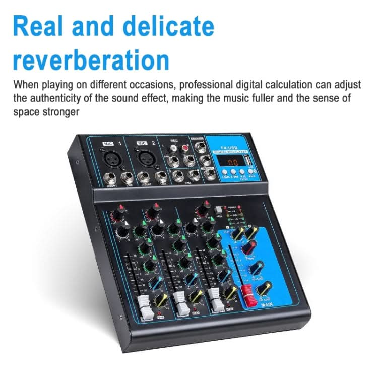 F4 Home 4-channel Bluetooth USB Reverb Mixer, EU Plug My Store